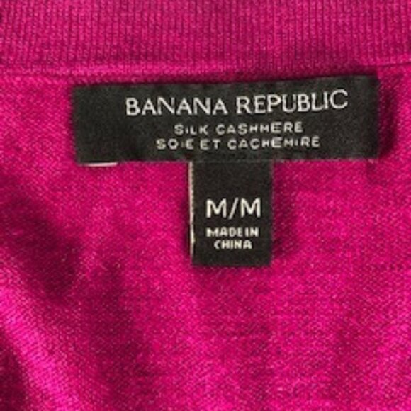 Banana Republic Silk Cashmere Sweater, Deep Pink, Luxury, Barbie, M US - Picture 4 of 6